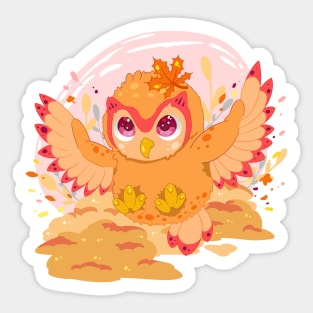 The little cute orange owl with pattern- for Men or Women Kids Boys Girls love owl Sticker